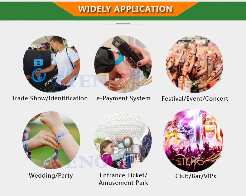 Festival Events Embroidery Custom Logo NFC Chip Inside Fabric Woven RFID Wristband