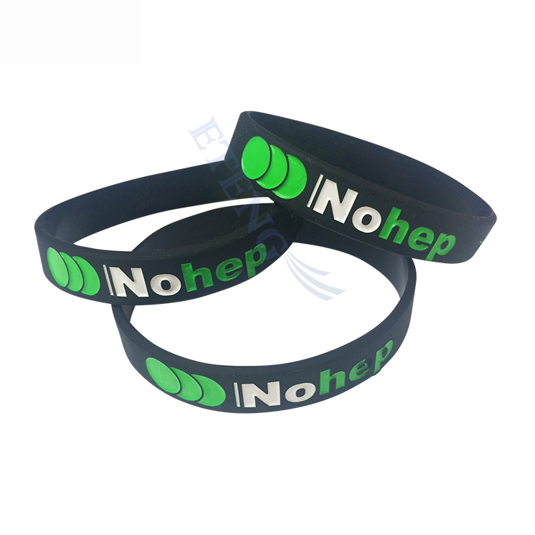 Silicone Bracelet with Ink Filled Debossed Logo