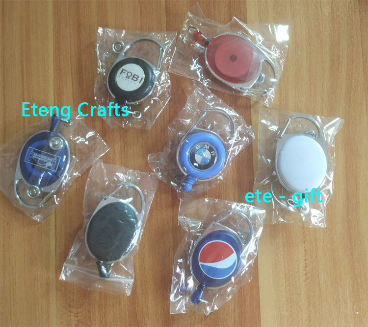 Promotion Customized Logo ID Card Holder Epoxy Resin Logo Retractable Badge Reel