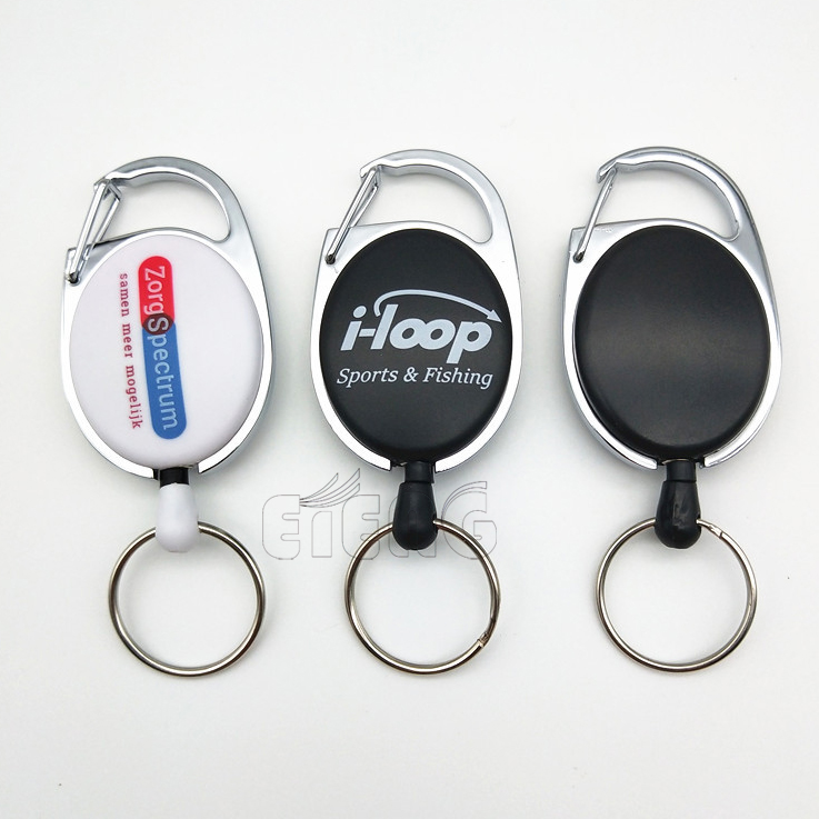 Custom Logo Badge Reel Heavy-Duty Retractable Key Chain Carabiner ID Card Holder Badge Reel