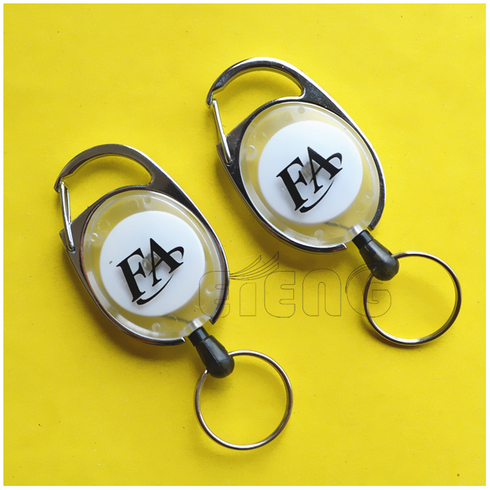 Custom Logo Badge Reel Heavy-Duty Retractable Key Chain Carabiner ID Card Holder Badge Reel