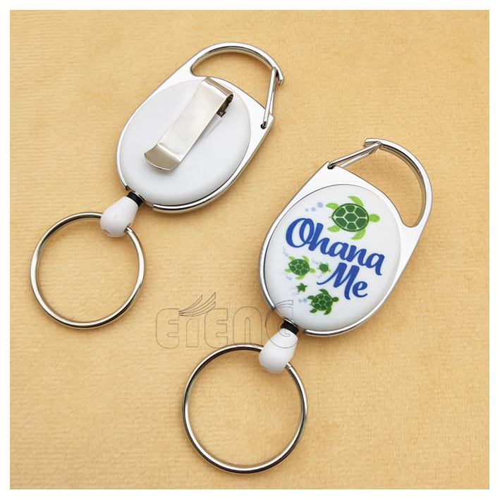 Custom Logo Badge Reel Heavy-Duty Retractable Key Chain Carabiner ID Card Holder Badge Reel