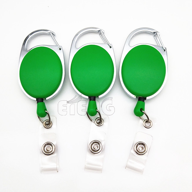 Custom Logo Badge Reel Heavy-Duty Retractable Key Chain Carabiner ID Card Holder Badge Reel