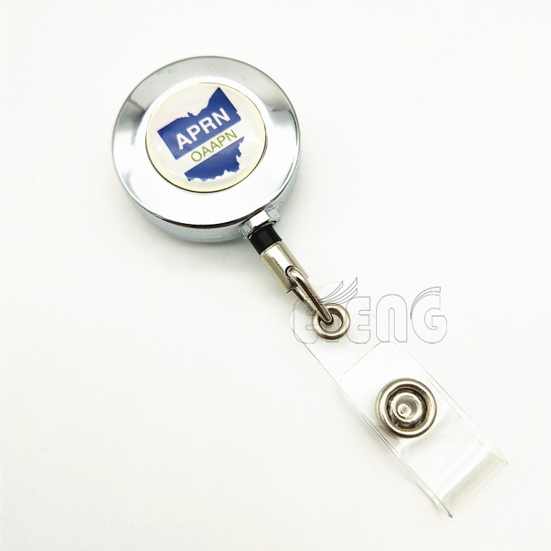 Wholesale Cheap Custom Logo Pulled ID Card Holder Metal Badge Reel