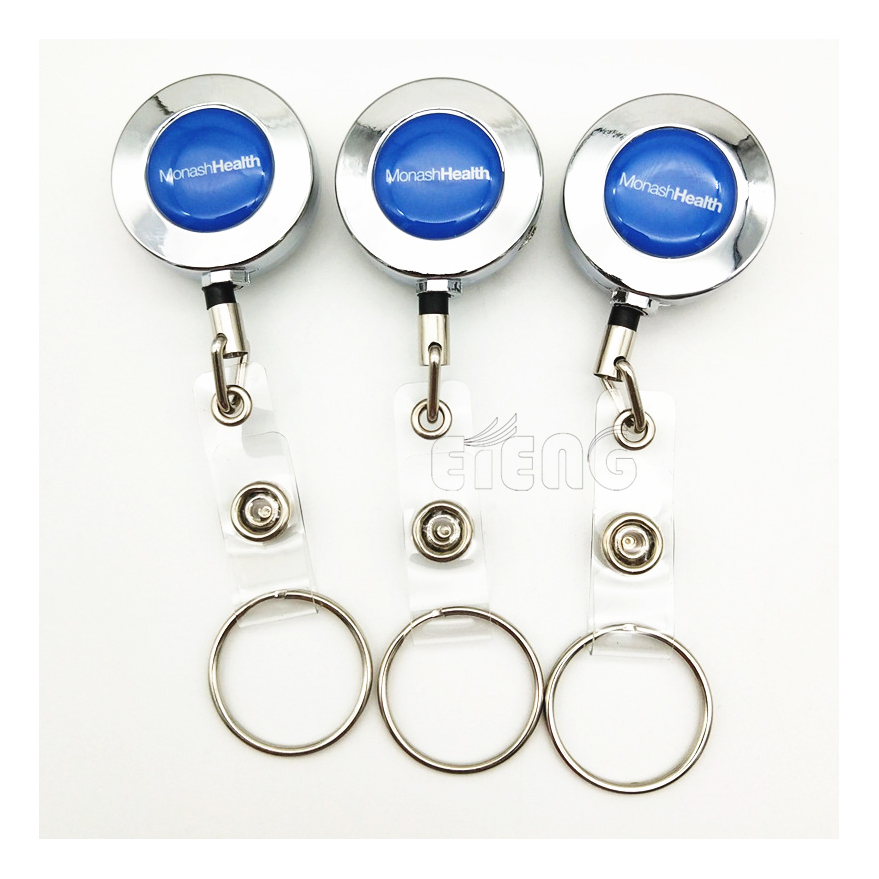 Wholesale Cheap Custom Logo Pulled ID Card Holder Metal Badge Reel