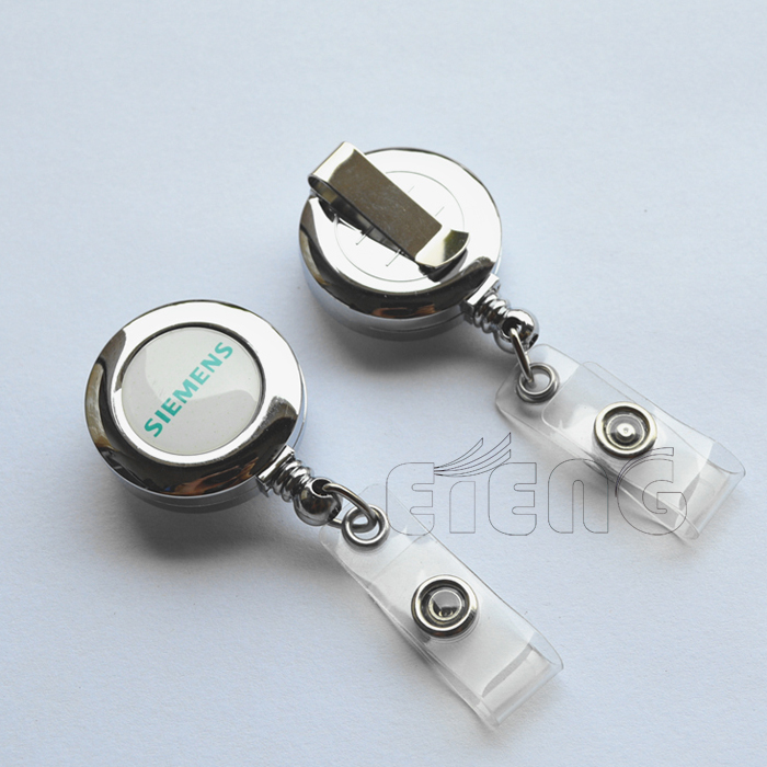 Wholesale Cheap Custom Logo Pulled ID Card Holder Metal Badge Reel