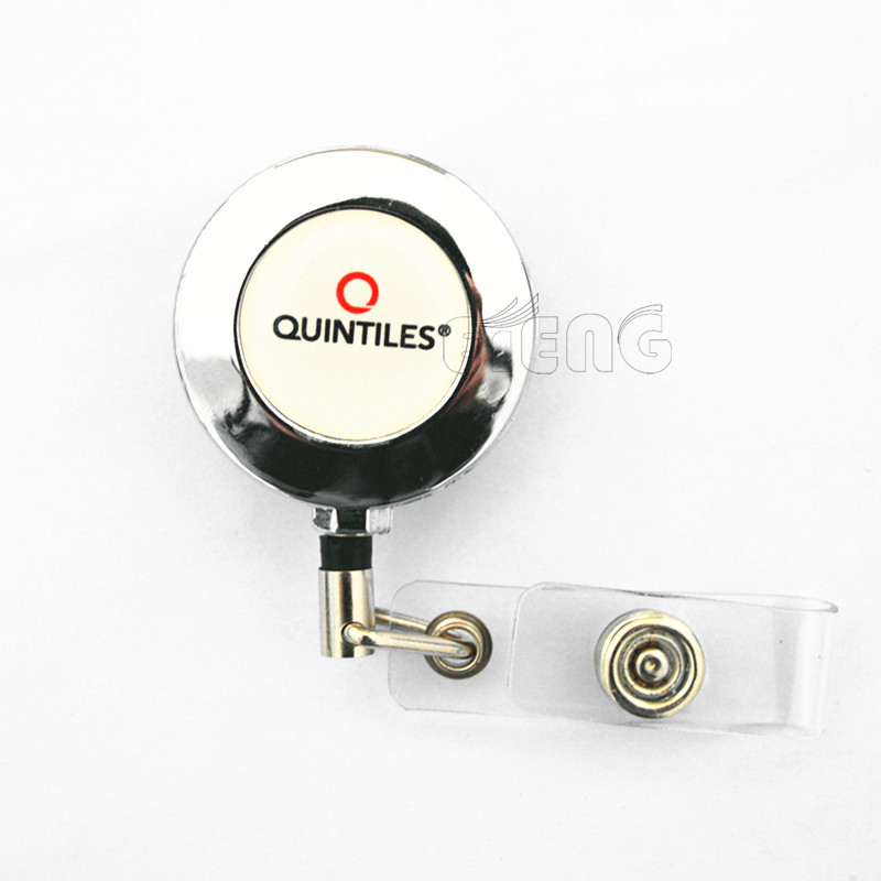 Wholesale Cheap Custom Logo Pulled ID Card Holder Metal Badge Reel