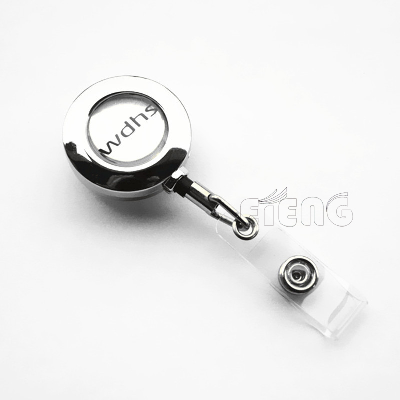 Wholesale Cheap Custom Logo Pulled ID Card Holder Metal Badge Reel