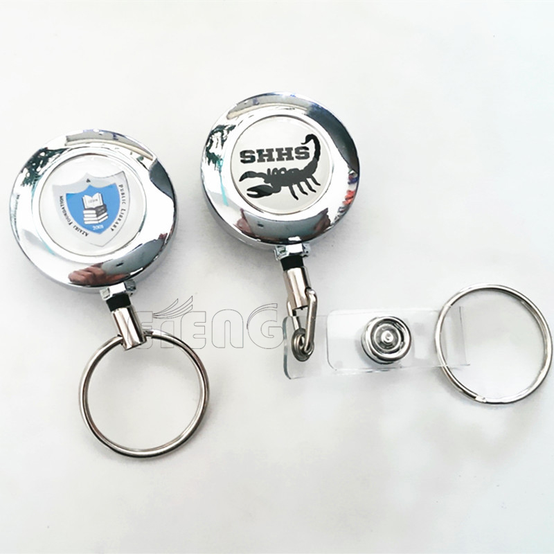 Wholesale Cheap Custom Logo Pulled ID Card Holder Metal Badge Reel